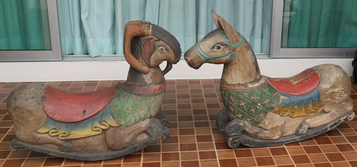 Pair of rolling goat and horse