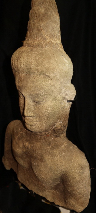 Khmer Buddha head bas-relief